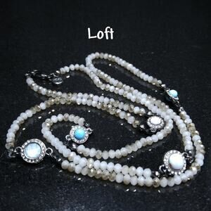 Loft Opaque Crystal Beaded Long Necklace, Faux Turquoise, 34 Inches, Layering